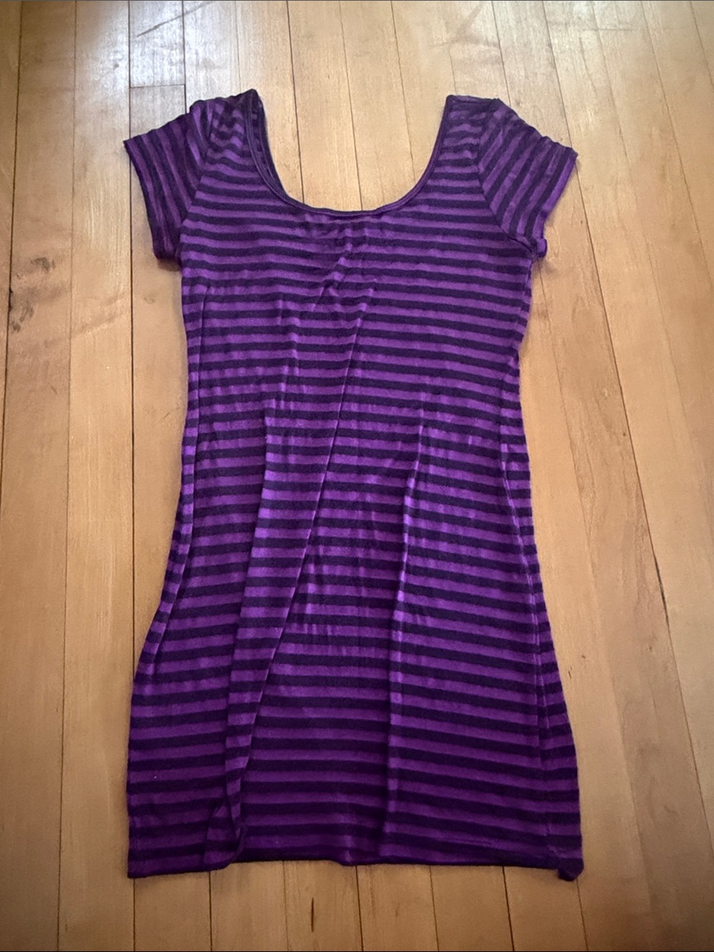 dELiA*s Purple and Dark Purple Striped Scoop Neck Top